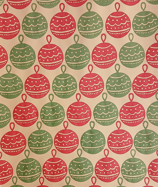 Christmas Baubles in Red & Green wrapping paper