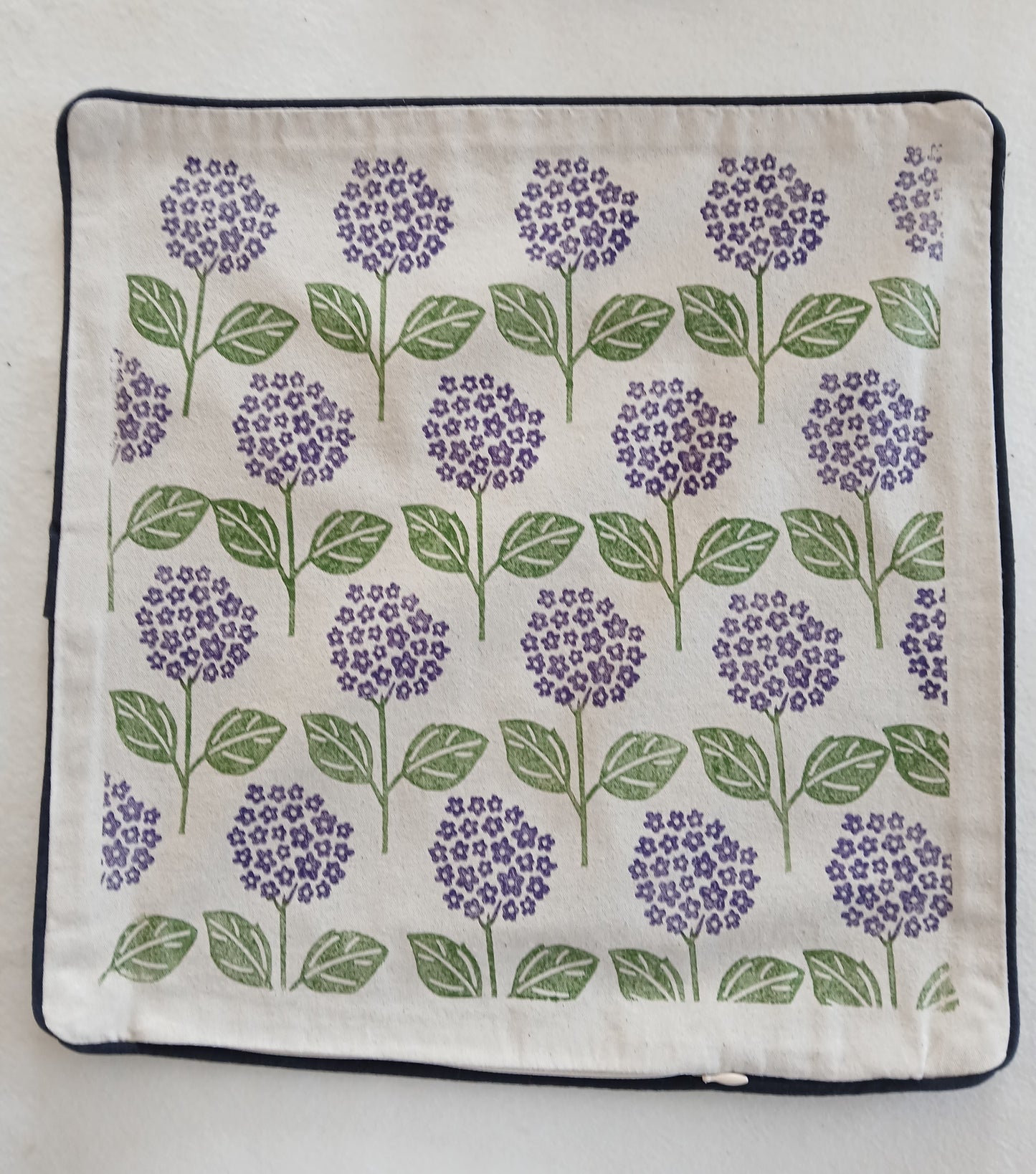 Hydrangeas Style 1 in Purple & Green cushion cover
