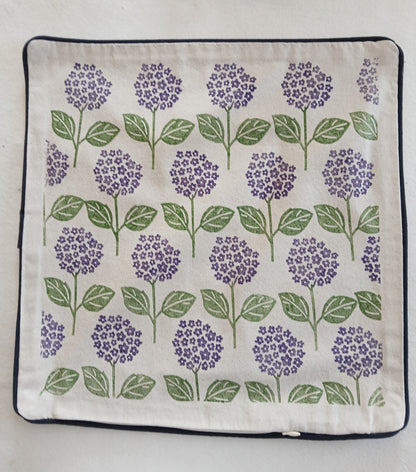 Hydrangeas Style 1 in Purple & Green cushion cover