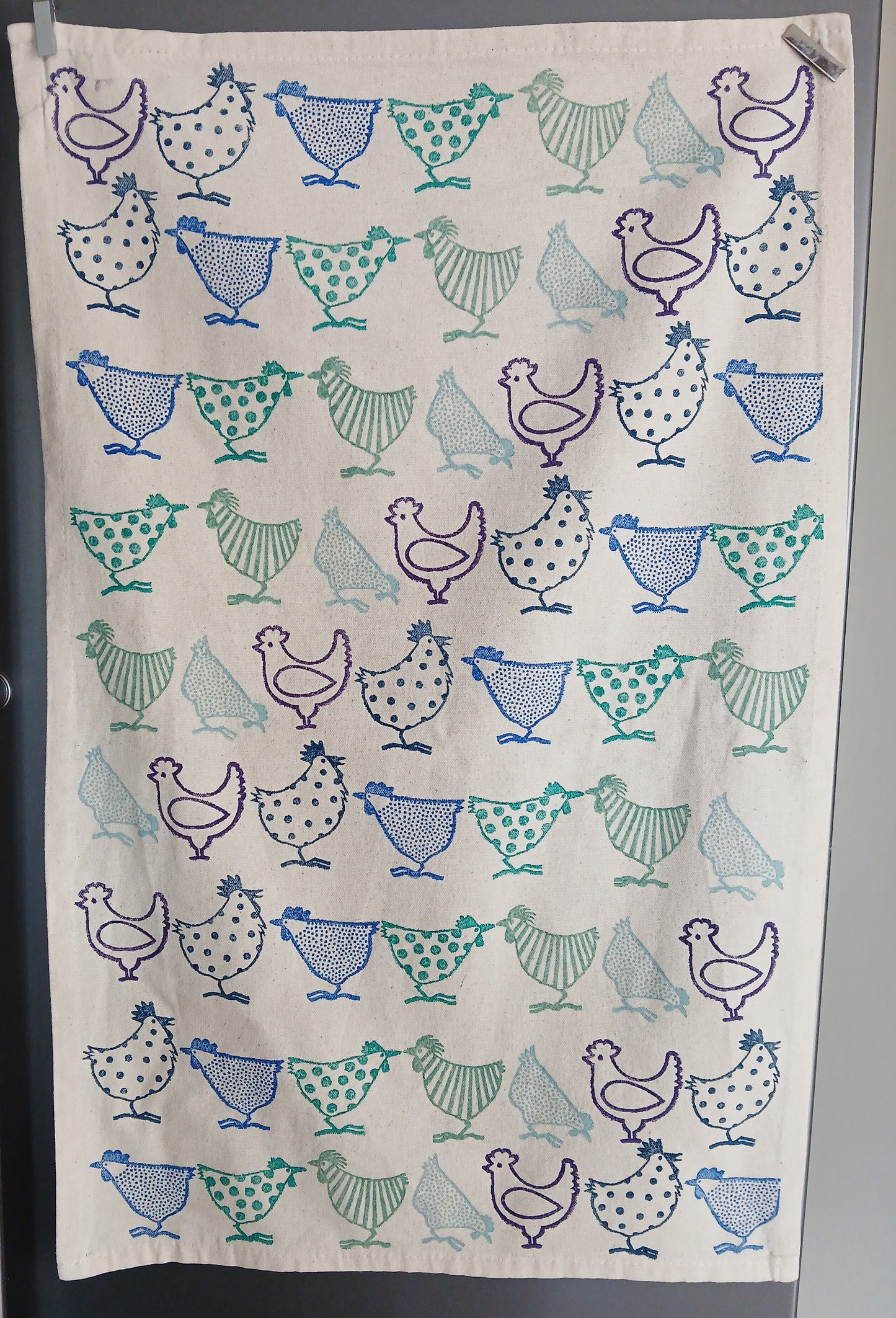 Chickens on cotton teatowel