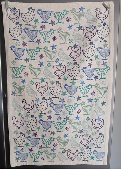 Chickens on cotton teatowel