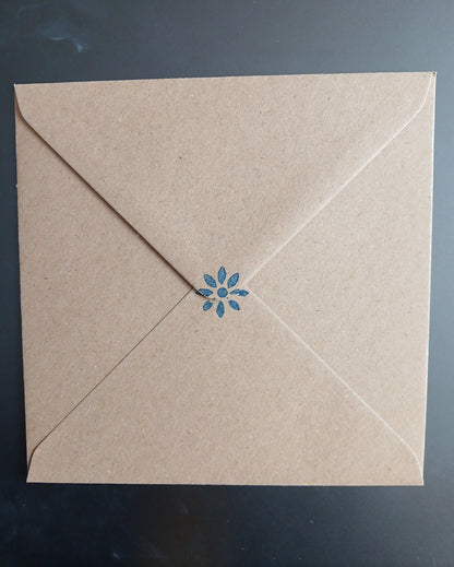 Chickens in Navy on brown card