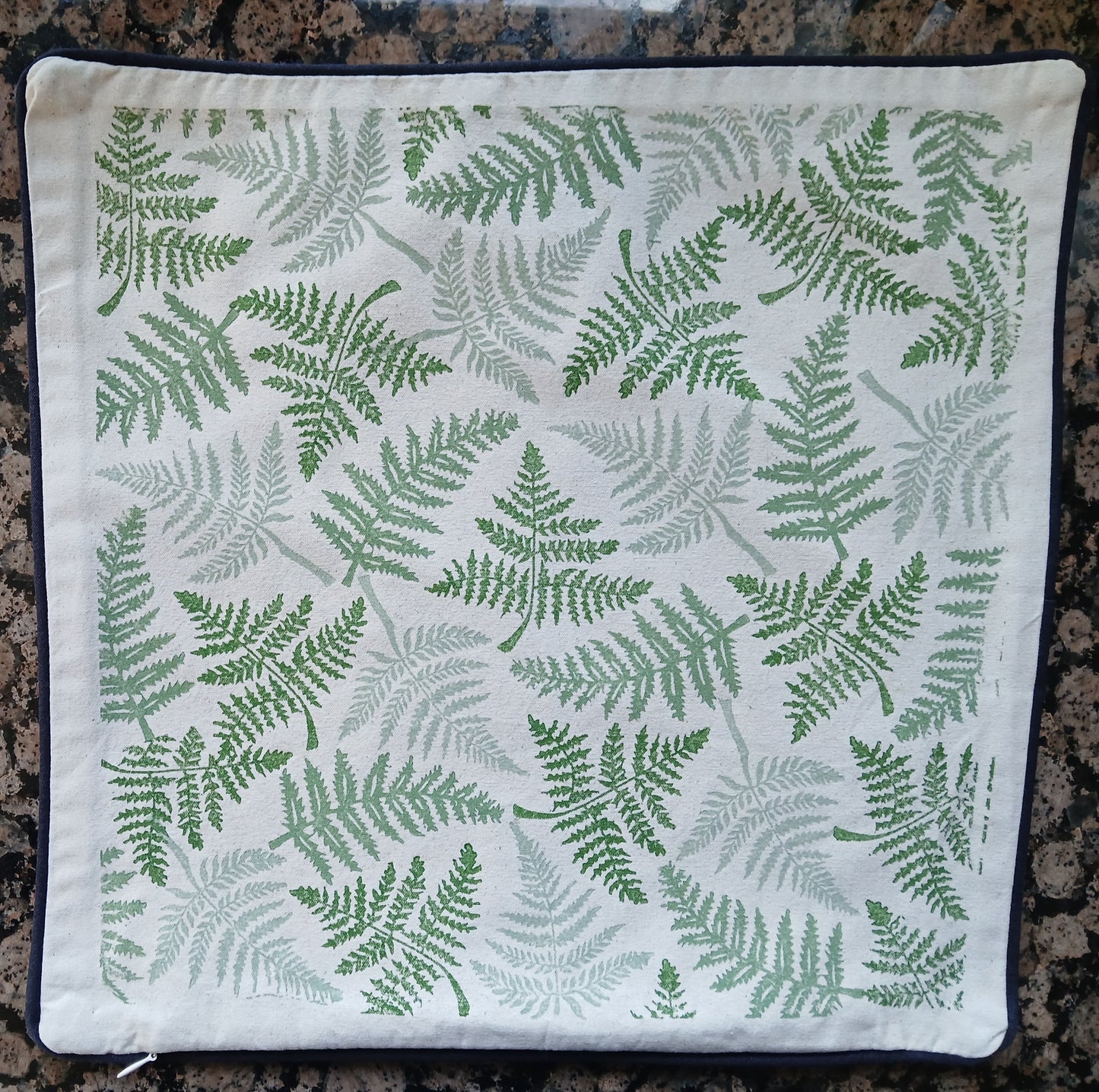 Ferns in three greens cushion cover