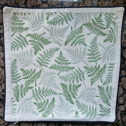 Ferns in three greens cushion cover