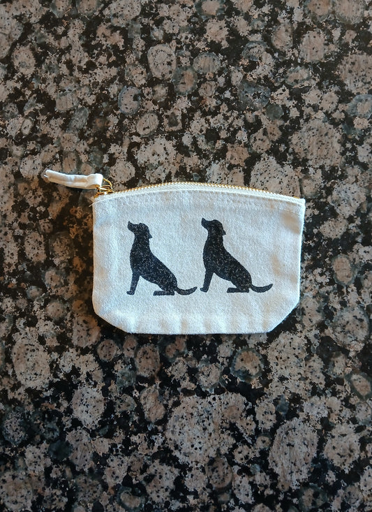 Labradors in Black on natural cotton purse