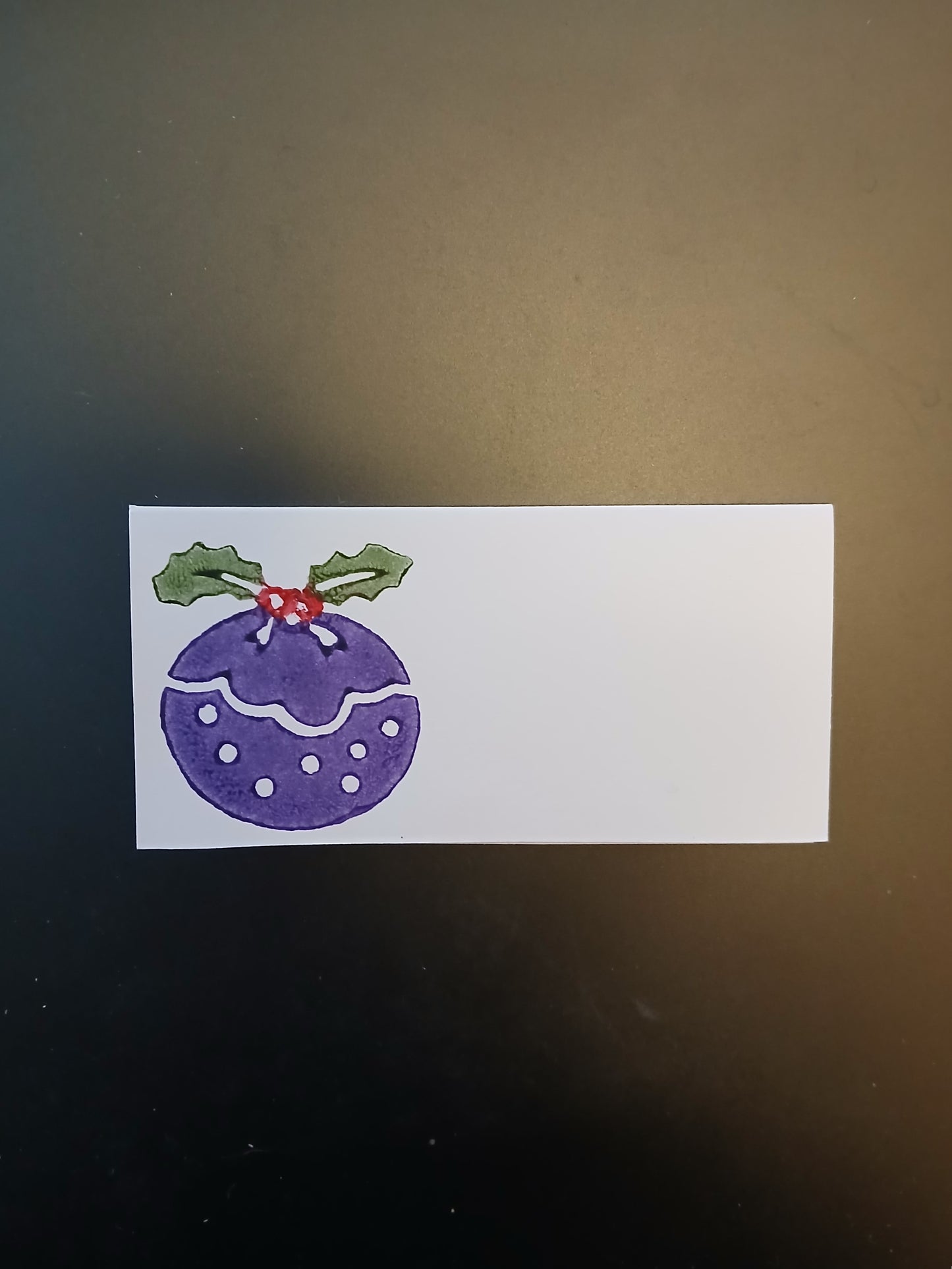 Christmas Pudding on rectangle white place card