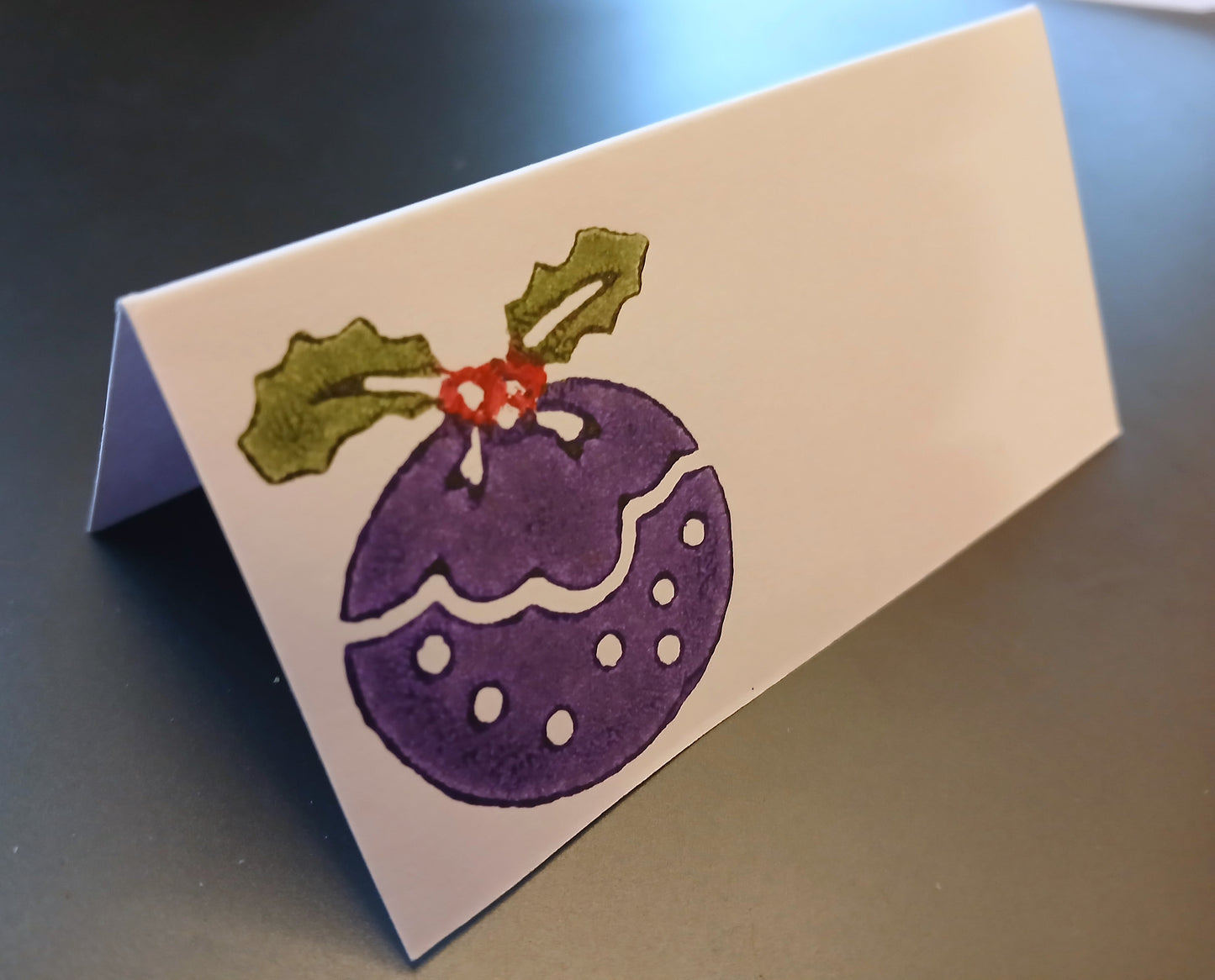 Christmas Pudding on rectangle white place card