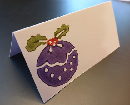 Christmas Pudding on rectangle white place card