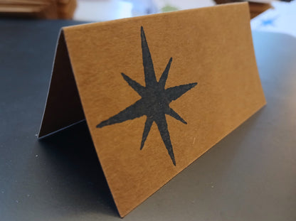 Star on rectangle brown place card (suitable for Christmas)