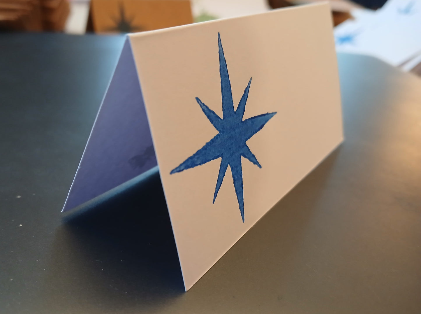 Star on rectangle white place card (suitable for Christmas)