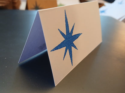 Star on rectangle white place card (suitable for Christmas)