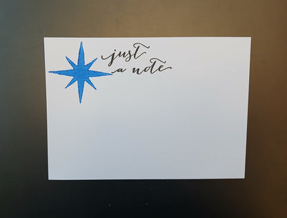 Blue Star 'Just a Note' notelet  (suitable for Christmas)