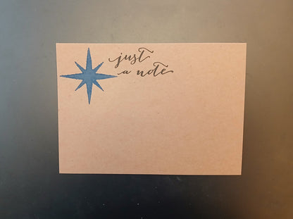 Blue Star 'Just a Note' notelet  (suitable for Christmas)