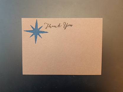 Blue Star 'Thank You' notelet  (suitable for Christmas)