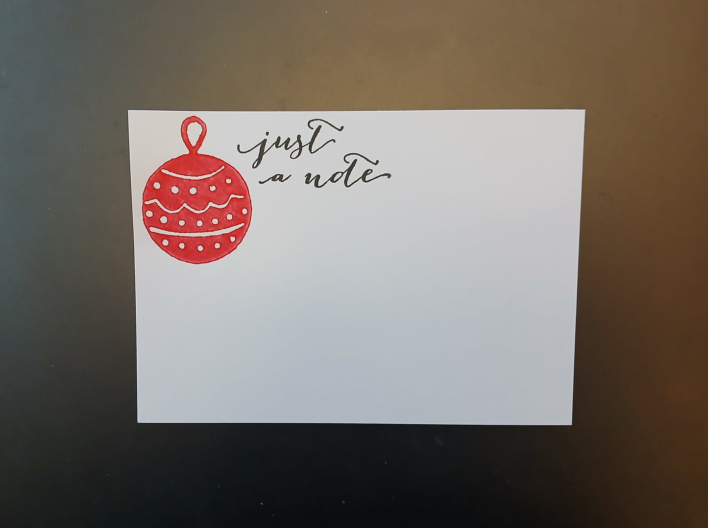 Christmas Bauble in red 'Just a Note' notelet