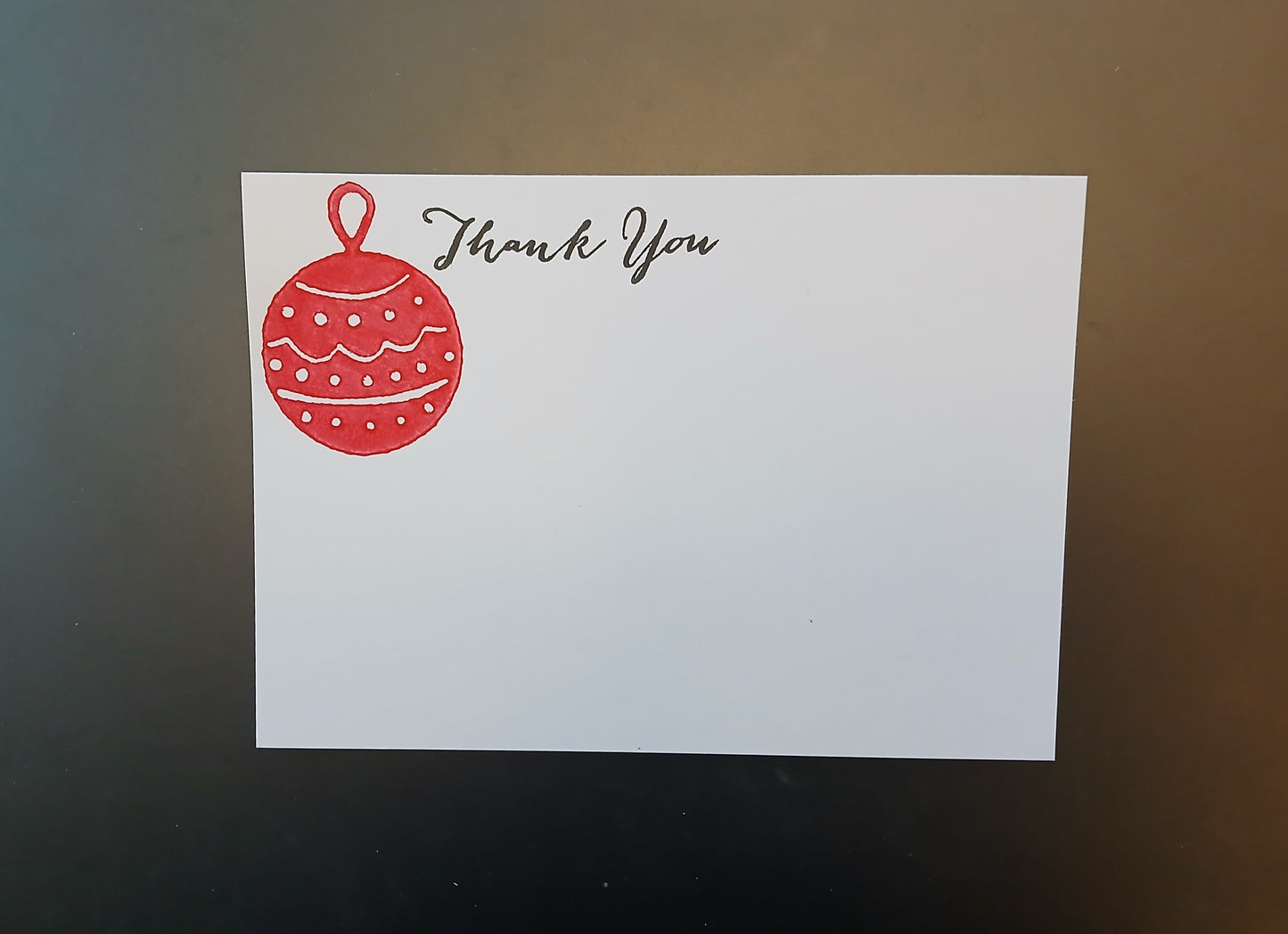 Christmas Bauble in red 'Thank You' notelet