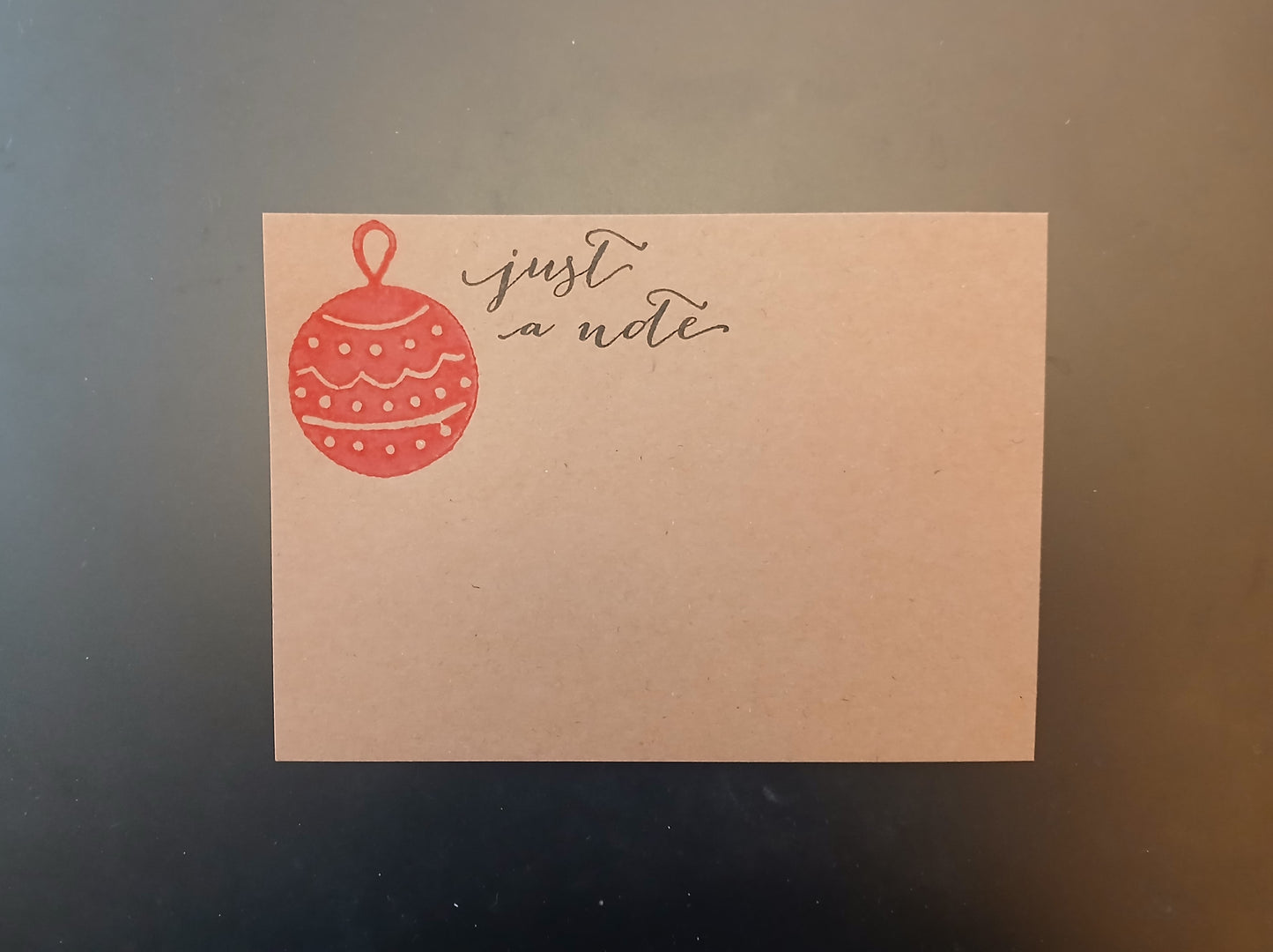 Christmas Bauble in red 'Just a Note' notelet