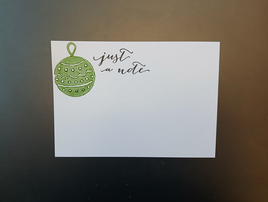 Christmas Bauble in green 'Just a Note' notelet