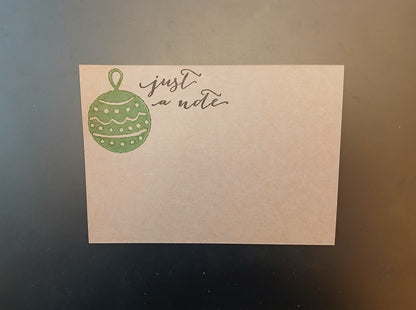 Christmas Bauble in green 'Just a Note' notelet