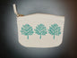 Indian Tree in teal on natural cotton purse