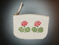 Geraniums in red & green on natural cotton purse