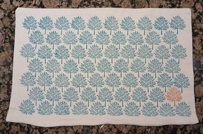 Indian Tree in teal with bronze detail cushion cover