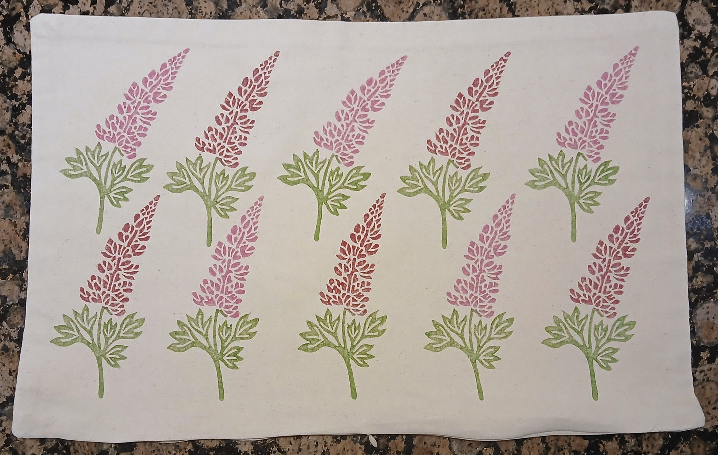 Lupin in raspberry & pink cushion cover