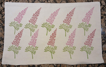 Lupin in raspberry & pink cushion cover