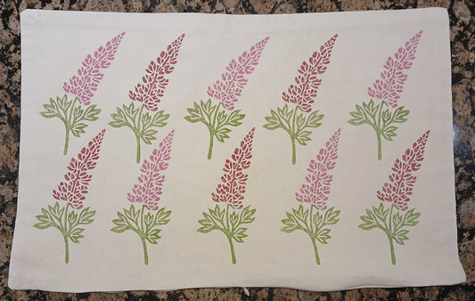 Lupin in raspberry & pink cushion cover