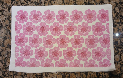 Dog Rose in raspberry & pink cushion cover