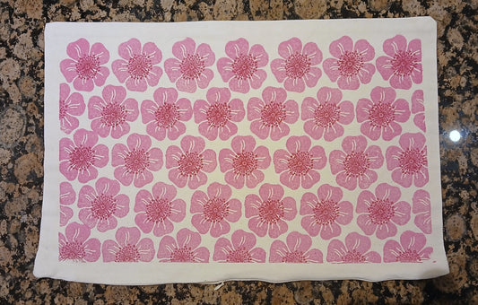 Dog Rose in raspberry & pink cushion cover