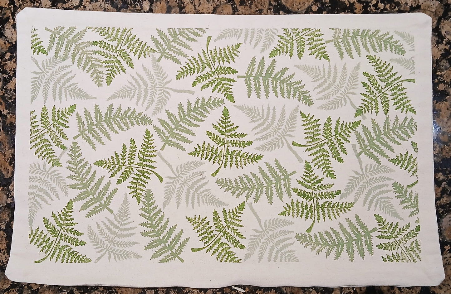 Ferns in three greens cushion cover