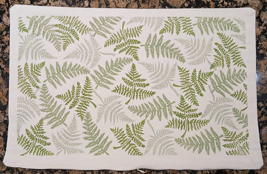 Ferns in three greens cushion cover