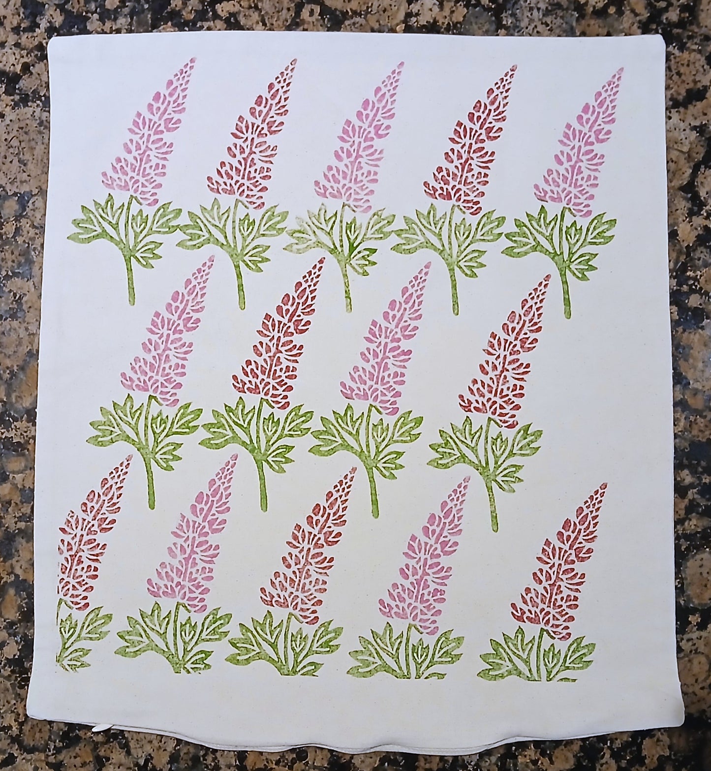 Lupin in raspberry & pink cushion cover