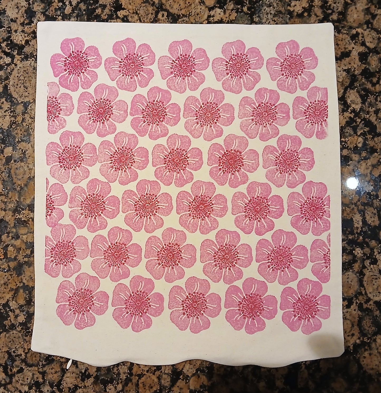 Dog Rose in raspberry & pink cushion cover