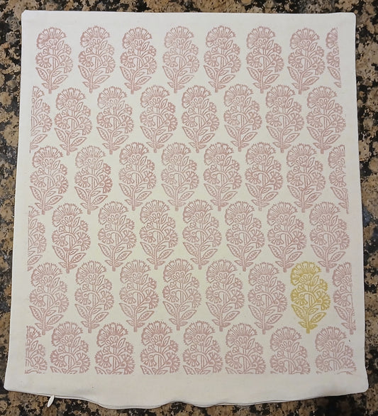 Traditional Indian Flower in rose with gold detail cushion cover