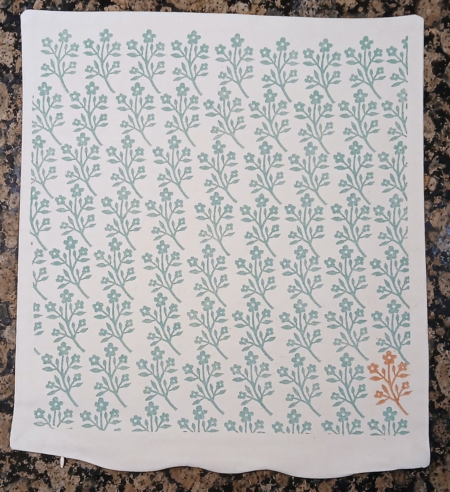 Flower Bunch in aquamarine with bronze detail cushion cover