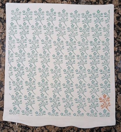 Flower Bunch in aquamarine with bronze detail cushion cover