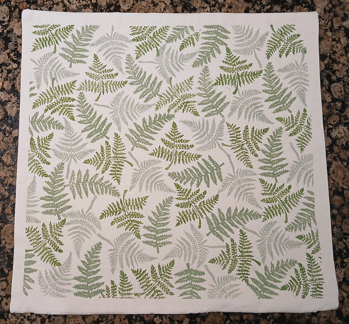 Ferns in three greens cushion cover