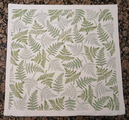 Ferns in three greens cushion cover