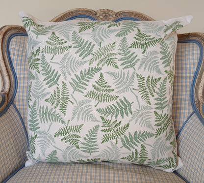Ferns in three greens cushion cover