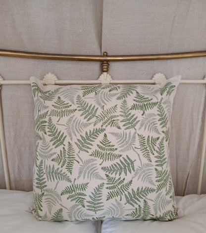 Ferns in three greens cushion cover