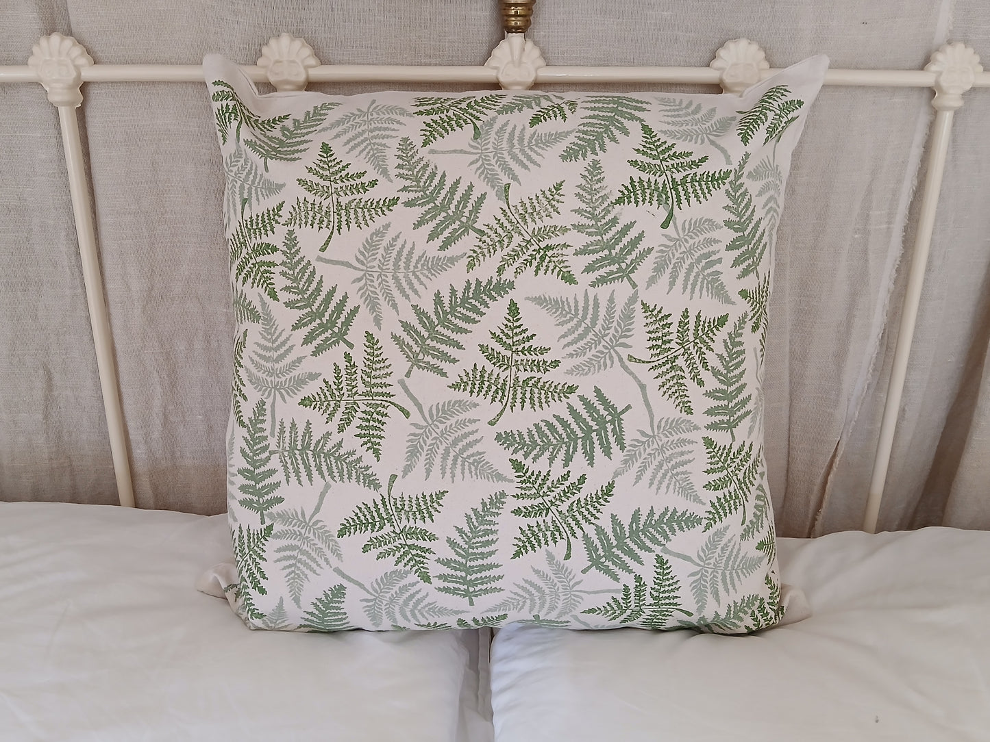 Ferns in three greens cushion cover