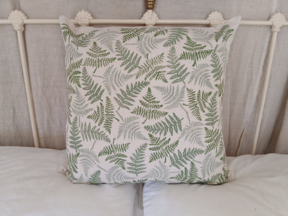 Ferns in three greens cushion cover
