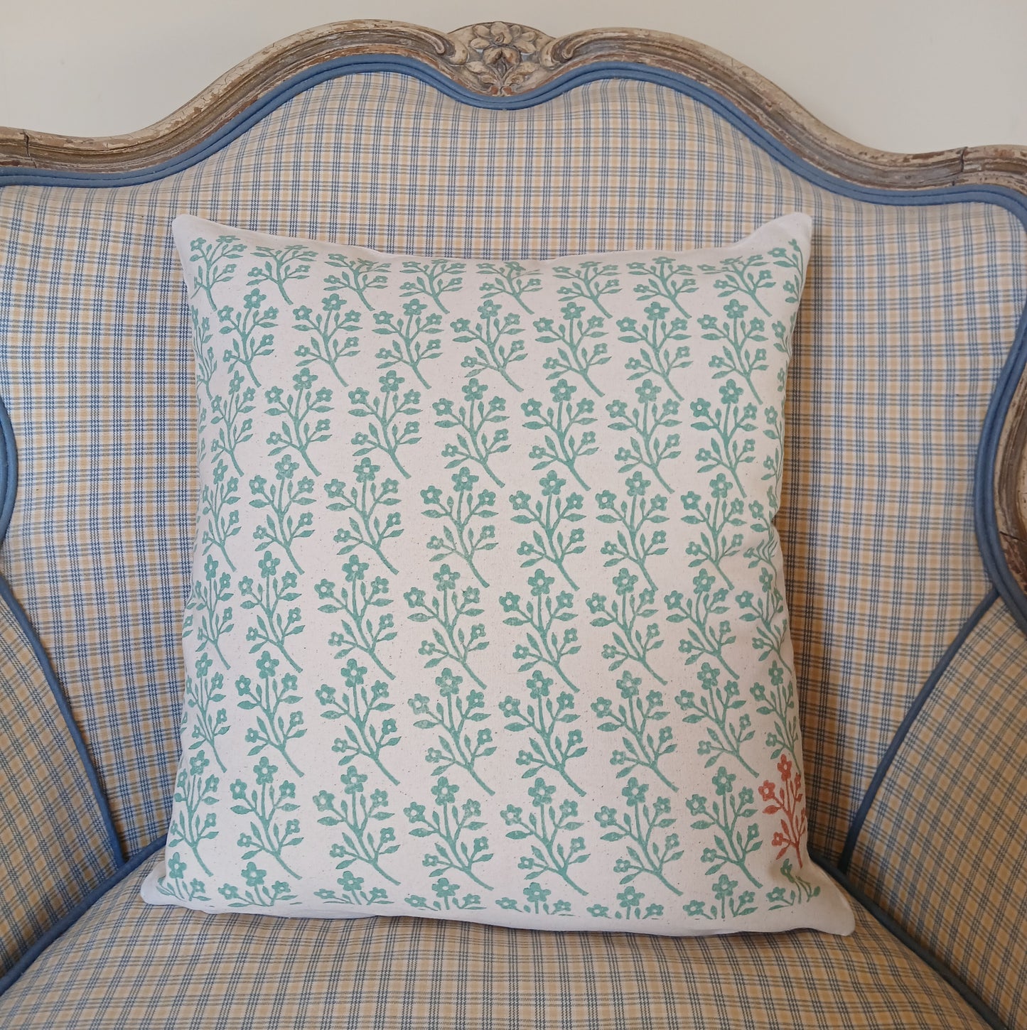 Flower Bunch in aquamarine with bronze detail cushion cover