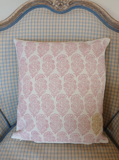 Traditional Indian Flower in rose with gold detail cushion cover