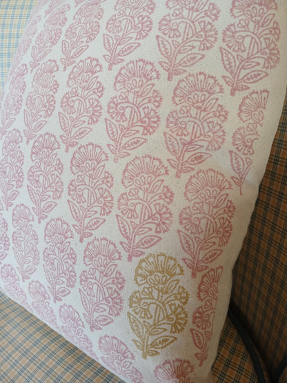 Traditional Indian Flower in rose with gold detail cushion cover