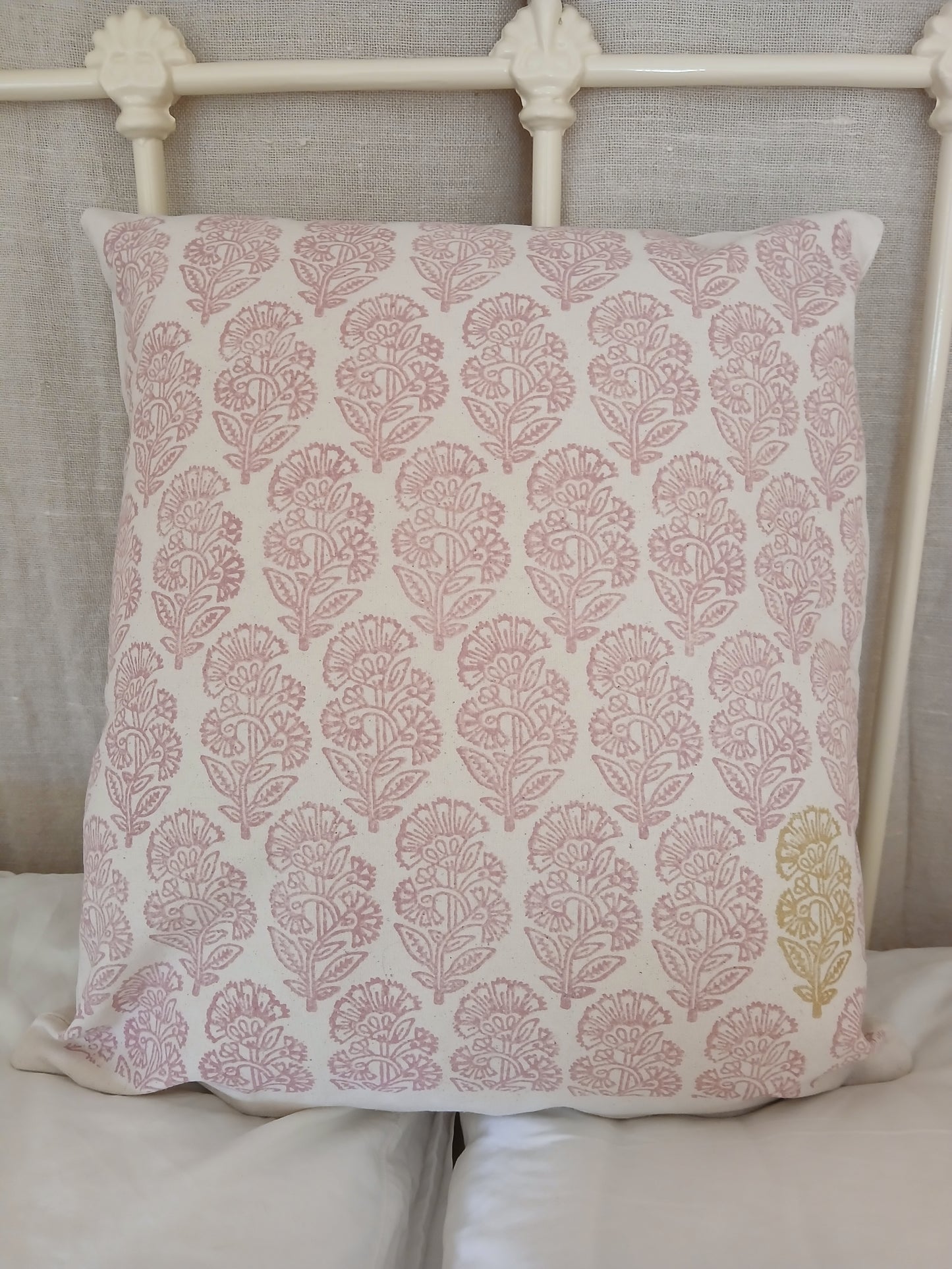 Traditional Indian Flower in rose with gold detail cushion cover