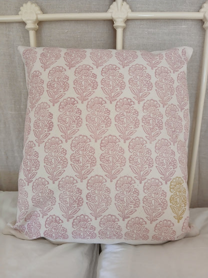 Traditional Indian Flower in rose with gold detail cushion cover