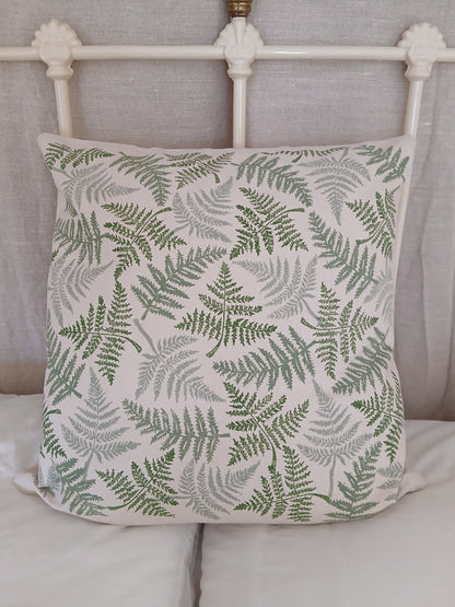 Ferns in three greens cushion cover